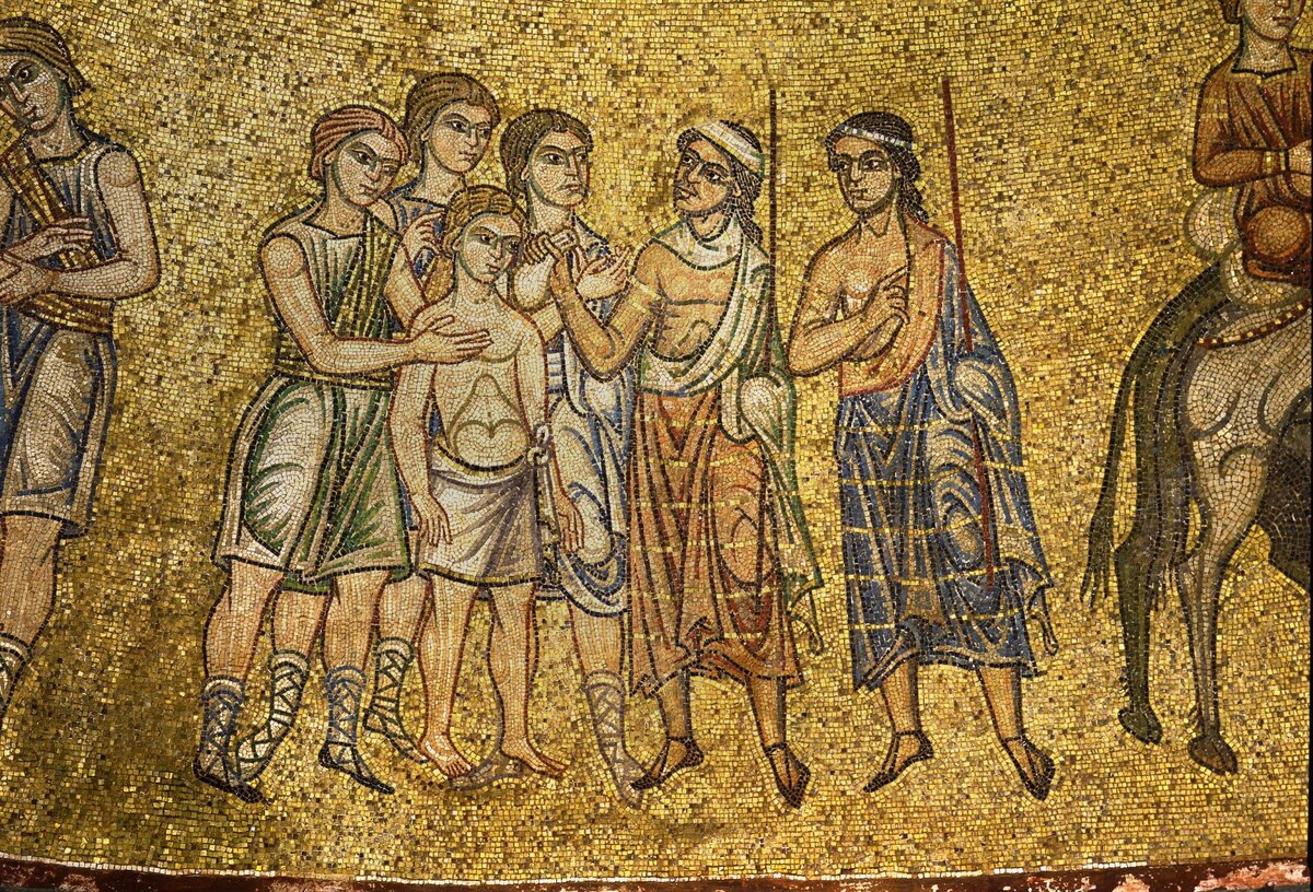 Братья вытаскивают Иосифа из рва и продают его Измаильтянам за двадцать серебренников (Быт. 37, 28)