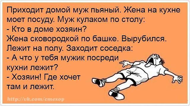 Кто ее родил 4 пьяных. Анекдот про хозяина в доме. Анекдот кто в доме хозяин. Хозяин где хочет там и лежит. Хозяин где хочет там и лежит анекдот.