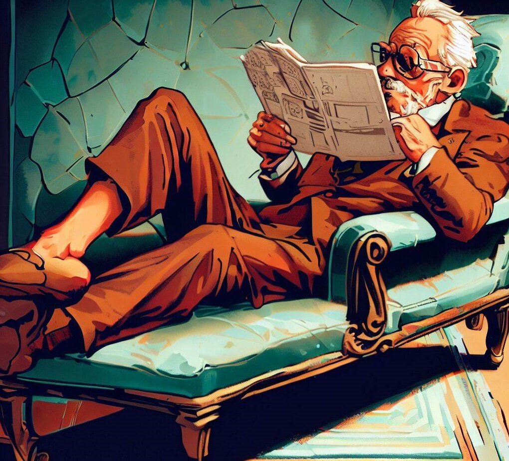 Доктор Хэкенсоу в каюте трансатлантического лайнера. Рисунок для газеты. С. Рокетт