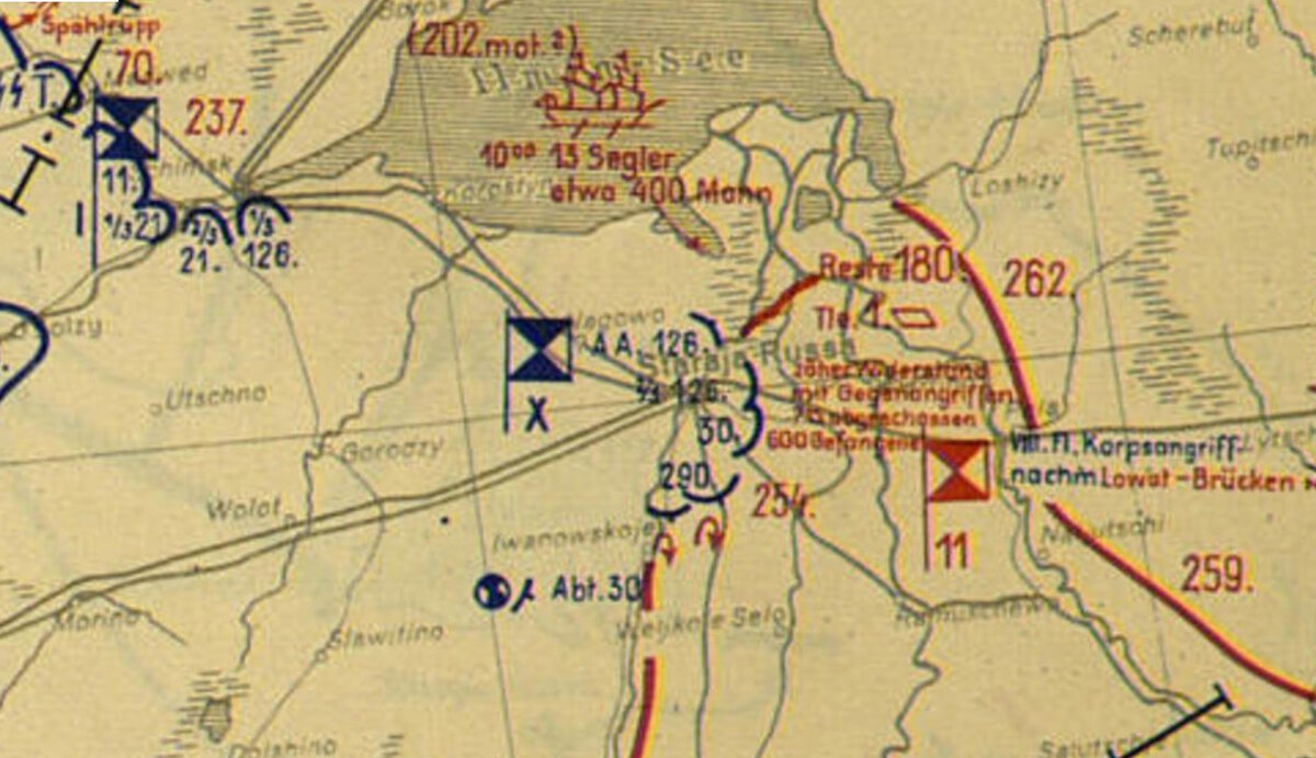 Немецкая карта на 9-е августа 1941 года.