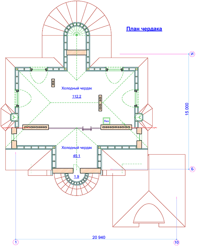 Проект двухэтажного дома 706 м2 в стиле барокко с цокольным этажом - PA-17