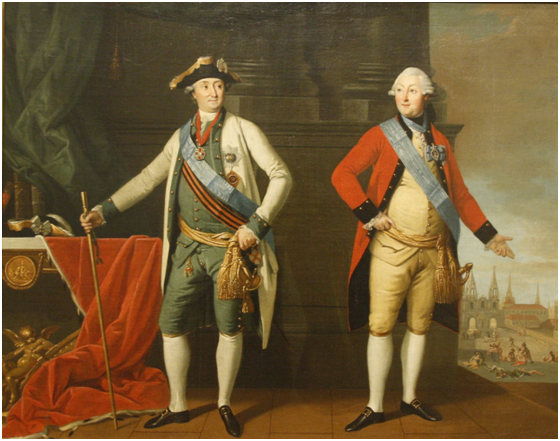 Логгин Захарович Христинек. Портрет графа Алексея Григорьевича Орлова-Чесменского и светлейшего князя Григория Григорьевича Орлова. Около 1773 г. Государственный исторический музей.