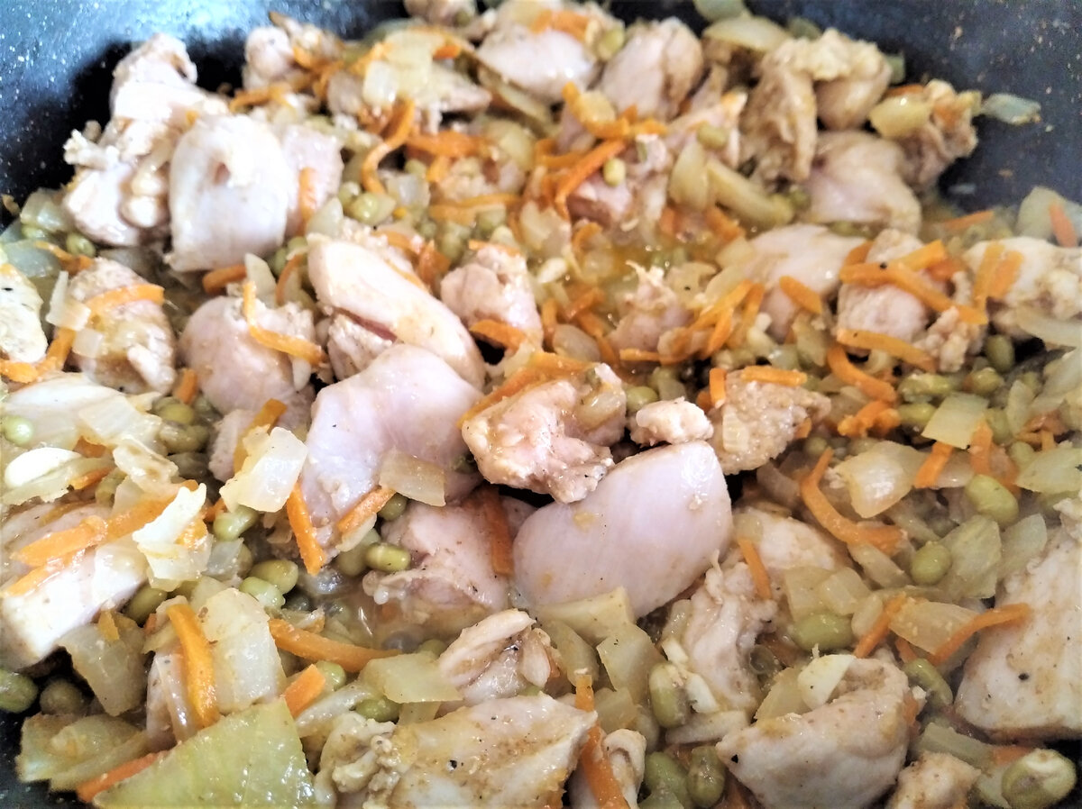 маш, курица, лук, морковь