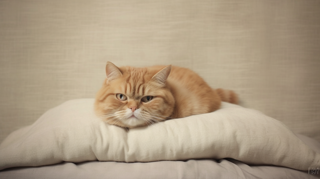 Кошка лежит и скучает