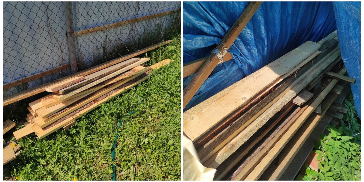 Куча досок, которые привезли. На фото справа - только верхние