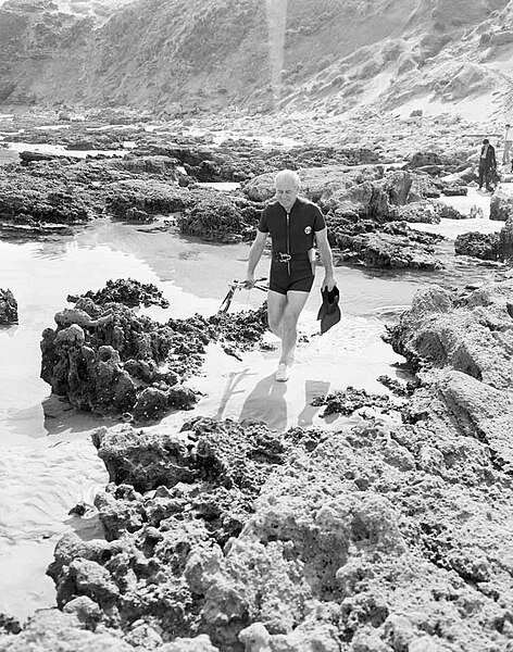 Гарольд Холт во время подводной охоты в Портси, Виктория в 1966 году.