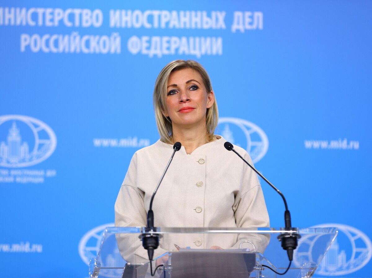    Официальный представитель Министерства иностранных дел России Мария Захарова во время брифинга в Москве.© РИА Новости / Пресс-служба МИД РФ