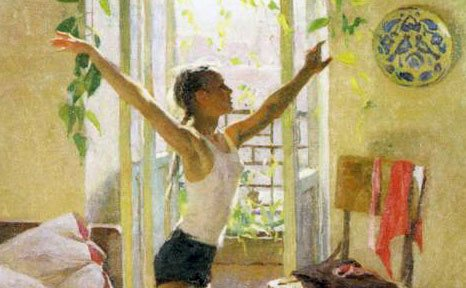 А это фрагмент известной картины Татьяны Яблонской «Утро». 