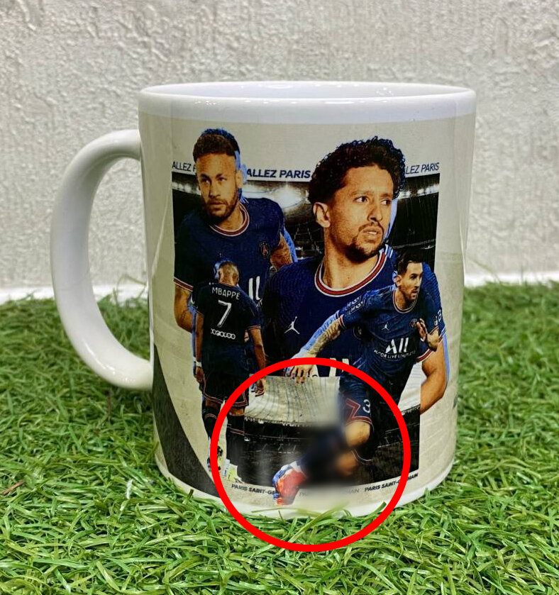 Плохой прижим бумаги к кружке в этом месте