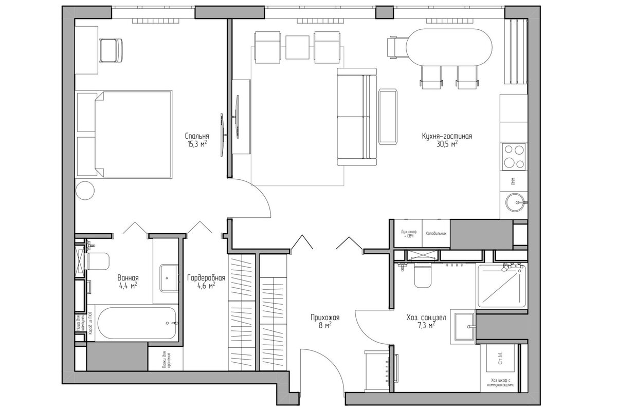 Планировочное решение и расстановка мебели
