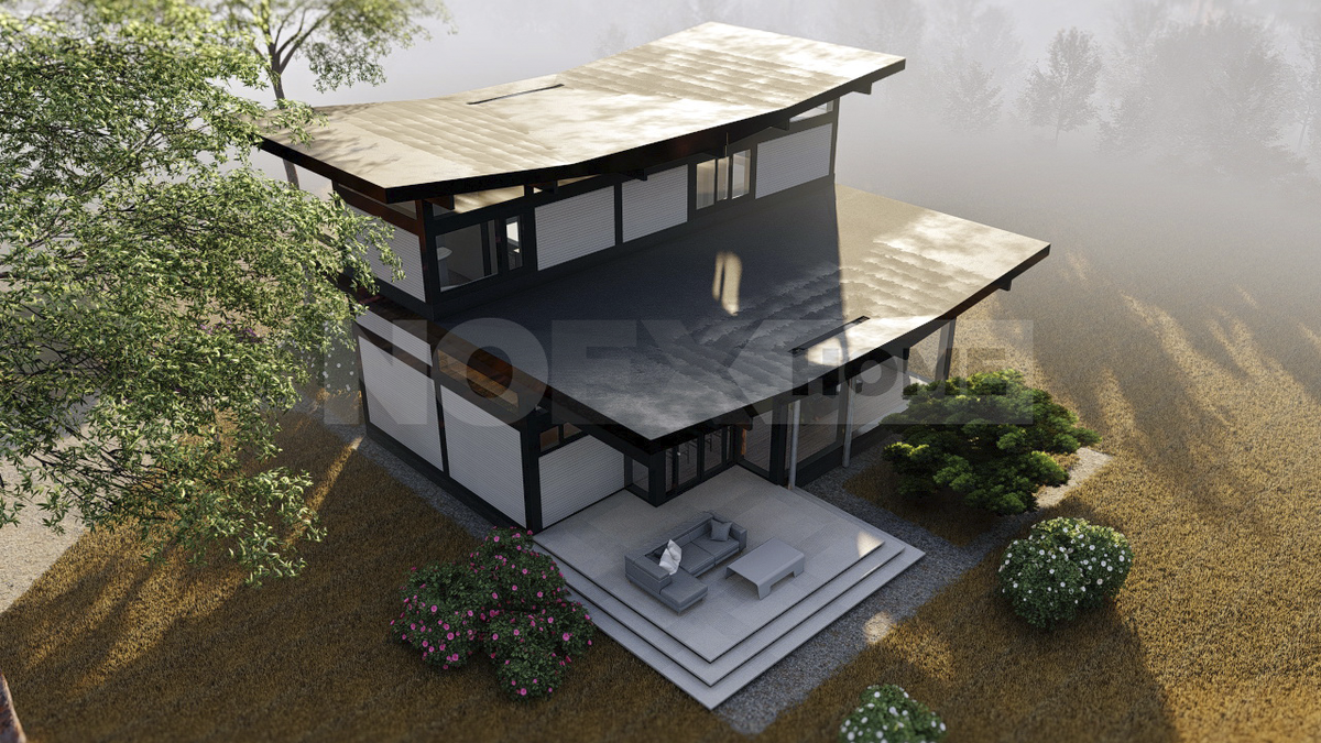 3D-визуализация и планировка дома в стиле фахверк «НЕО» от компании «NOEX HOME»