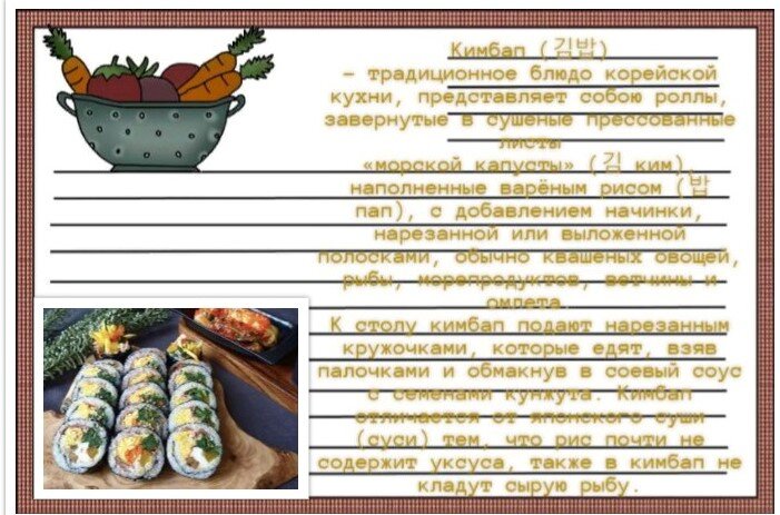 Краткое описание блюда