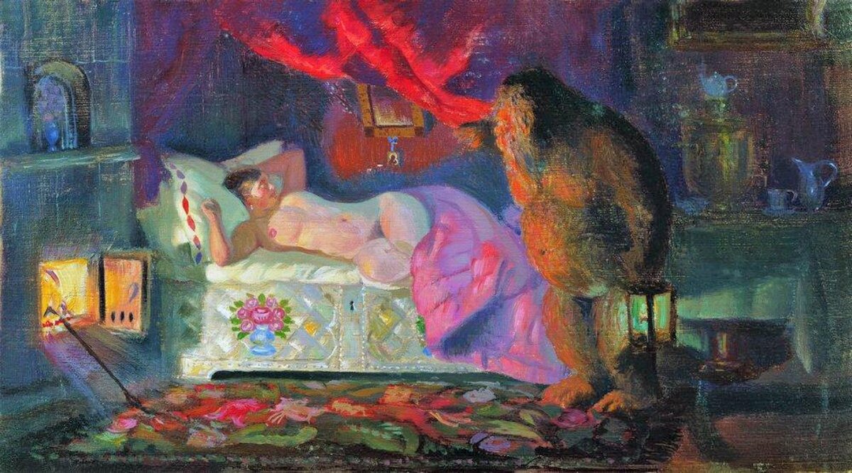 Картина «Купчиха и домовой» была написана художников в 1922 году.