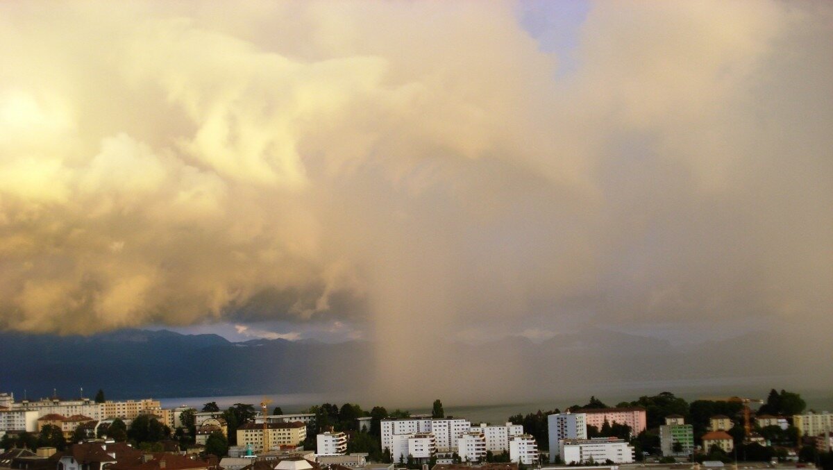     Очевидцы засняли на видео воздушную воронку на Гребном канале в Ростове, кадры опубликованы в соцсетях.