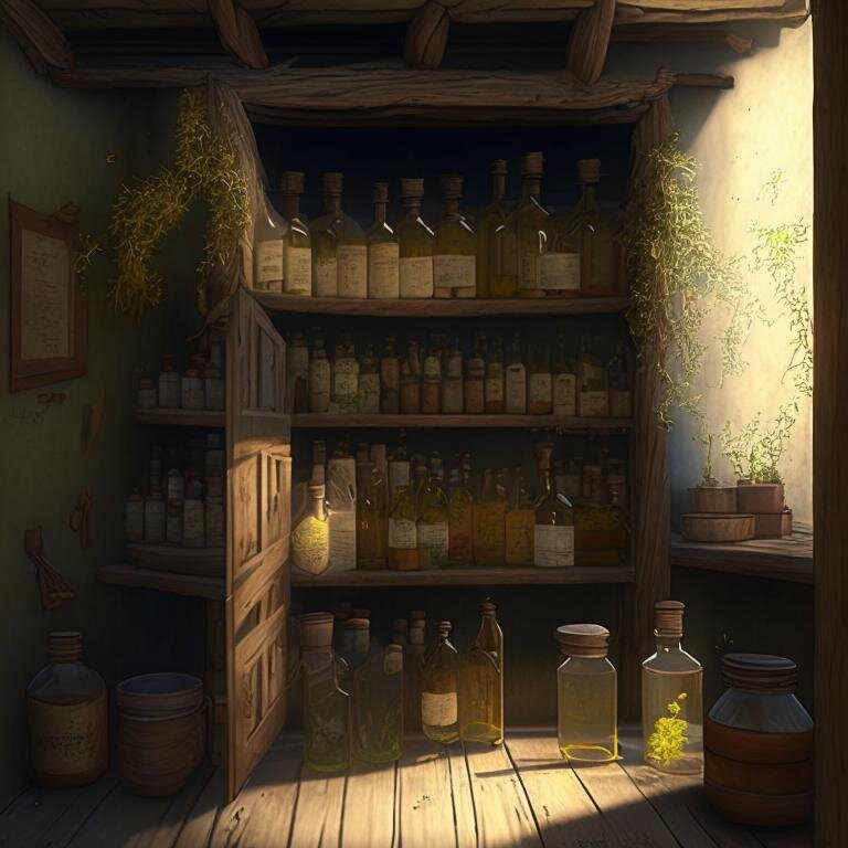 Та самая кладовая с запасами вина из одуванчиков.