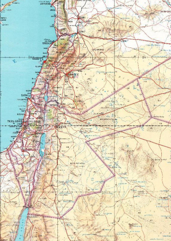 Карта с границами Иордании на 1991 год (открытые источники)