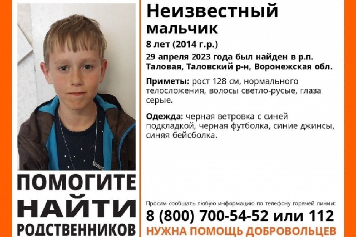   Родных 8-летнего мальчика ищут в Воронежской области