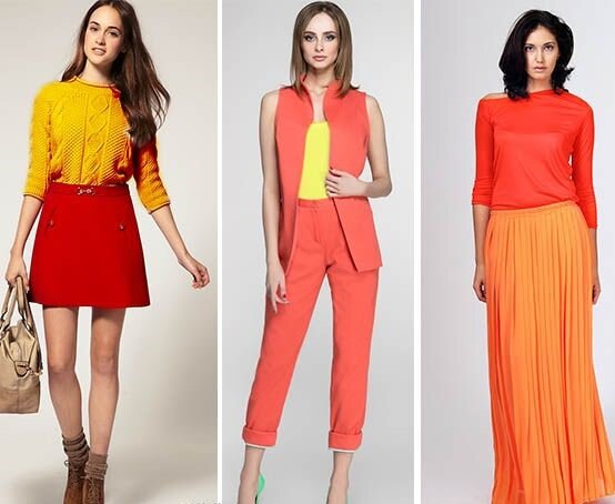 Сочетание горячих оттенков в одежде