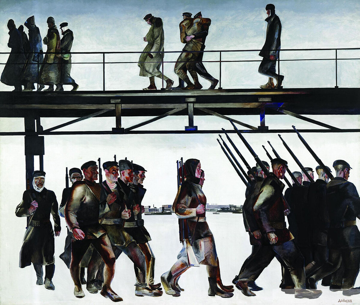 А.А. Дейнека "Оборона Петрограда" 1928 г. Холст, масло. 218х354 см.