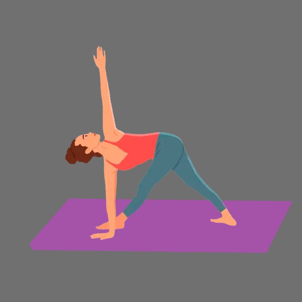    Поза "вытянутый треугольник" в йоге Фото: Из личного архива/ нейросеть