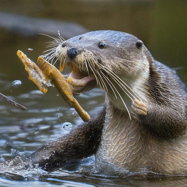 Выдра у выдры норовила вырвать рыбу