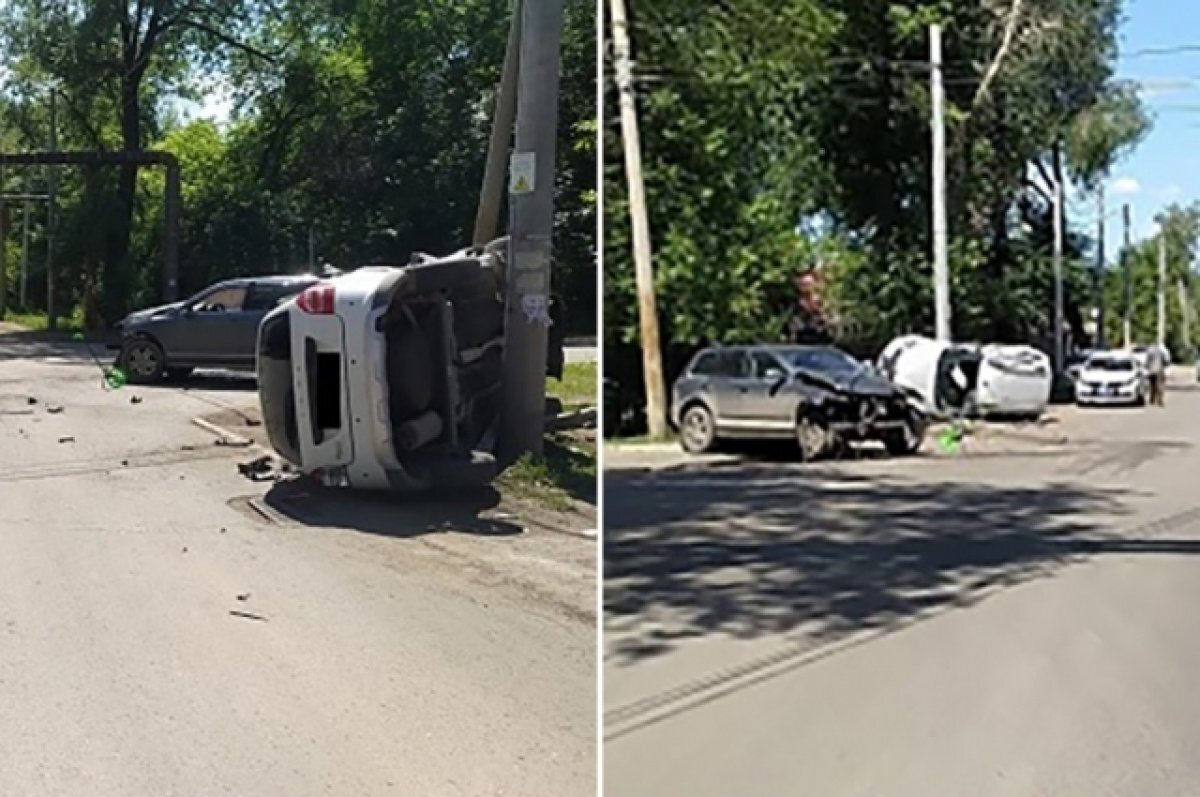    В Самаре после ДТП с «Туарегом» опрокинулась «Гранта», пострадали 2 детей