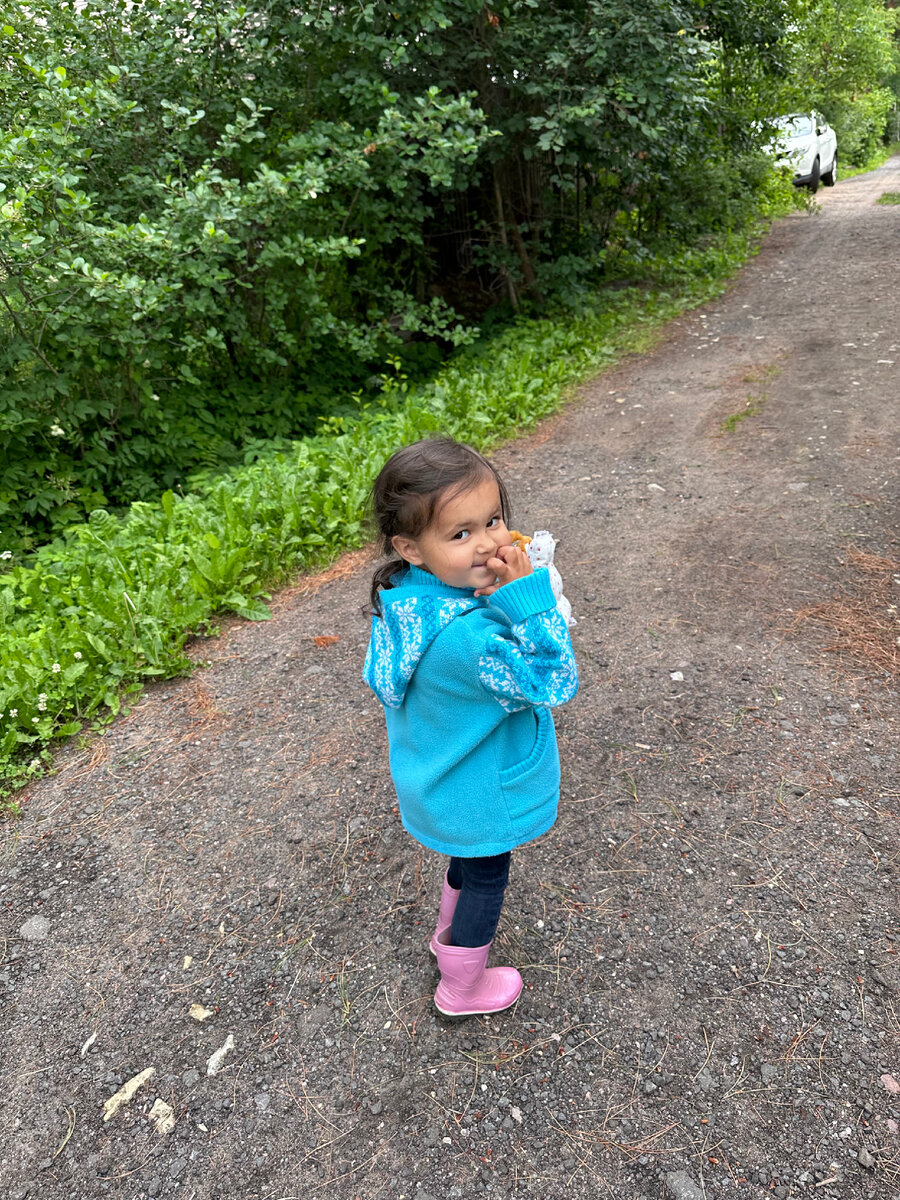 Вчера был дождик, но мы пошли гулять, когда он закончился. 