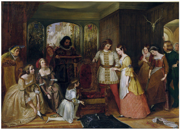 "Золушка примеряет хрустальную туфельку" Ричард Редгрейв, 1842. (с) Из коллекции музея Виктории и Альберта