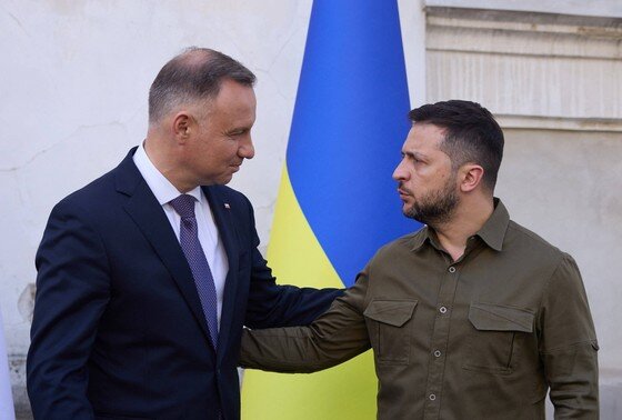    Президент Польши Анджей Дуда с президентом Украины Владимиром Зеленским