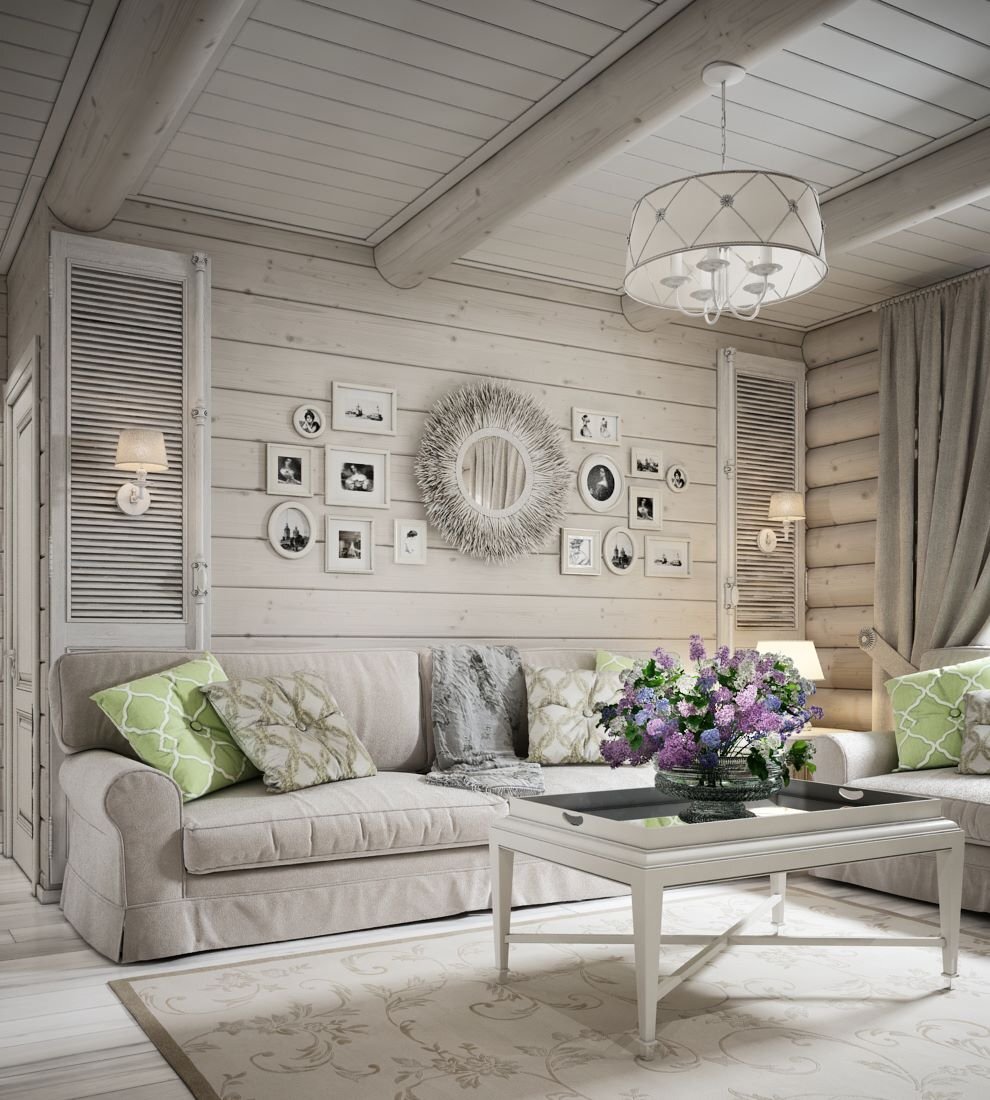 Дизайн интерьера деревянного дома 60 кв. м в стиле прованс. Фото проекта