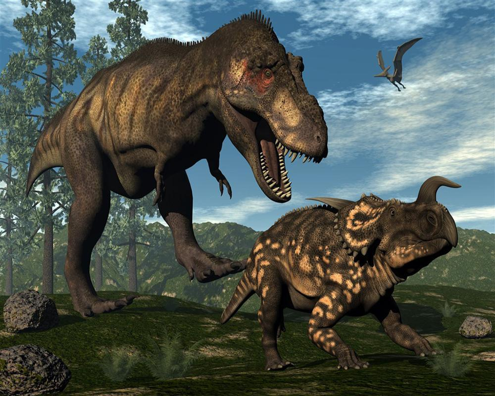 Угрозу эйниозаврам представляли крупные предки тираннозавра рекс — дасплетозавры. Против него сражаться загнутым книзу рогом точно было бесполезно! 