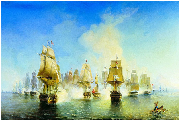 А.П. Боголюбов. Афонское сражение 19 июня 1807 года. 1853 г. Центральный военно-морской музей, Санкт-Петербург.