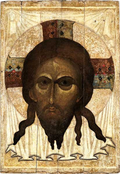 Спас Нерукотворный Третья четверть XIV века. Москва (?)
Дерево, темпера; 165 x 113 см. Собрание Музея имени Андрея Рублева