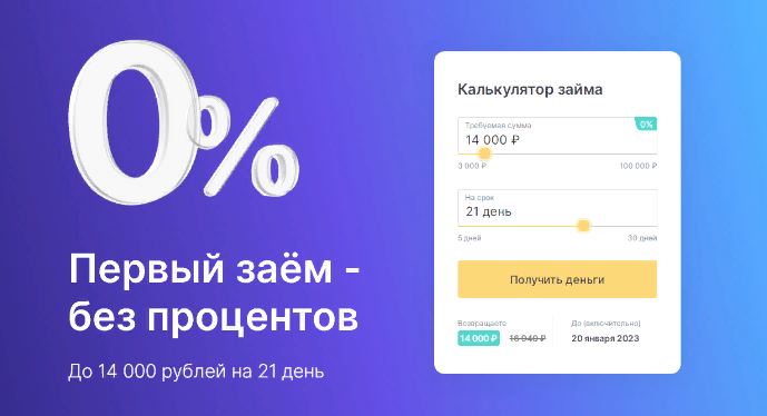 Калькулятор займа на сайте MigCredit 