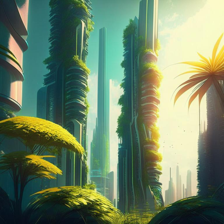 Небоскребы в городе будущего