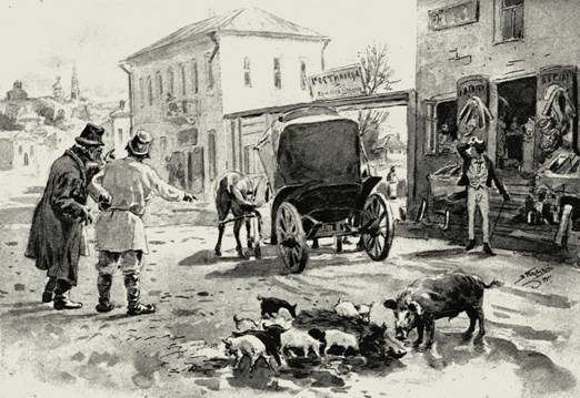 Бричка Чичикова при въезде в город N, худ. В.Е. Маковский, 101-1902 г. 