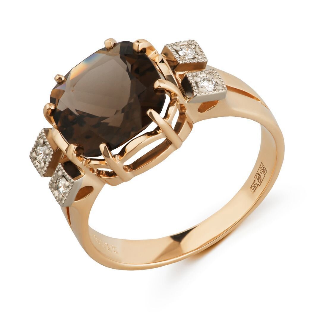 ПОДВЕСКА ИЗ КРАСНОГО ЗОЛОТА С БРИЛЛИАНТАМИ И КВАРЦЕМ