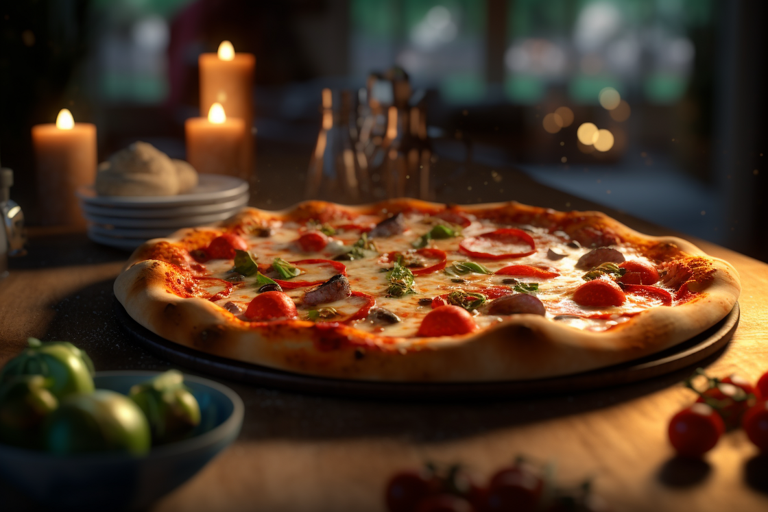    Пиццу от свежей Midjourney уже действительно сложно отличить от работы профессионального фуд-фотографа / Иллюстрация: Алиса Смирнова, Фотосклад.Эксперт