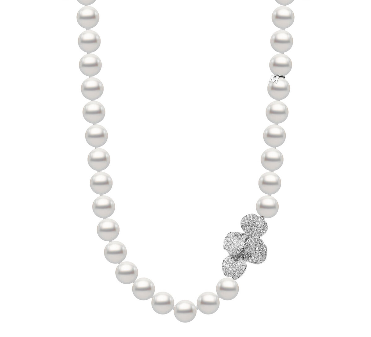 Колье Mikimoto Les Patelas Place Vendome из белого золота с бриллиантами и жемчугом