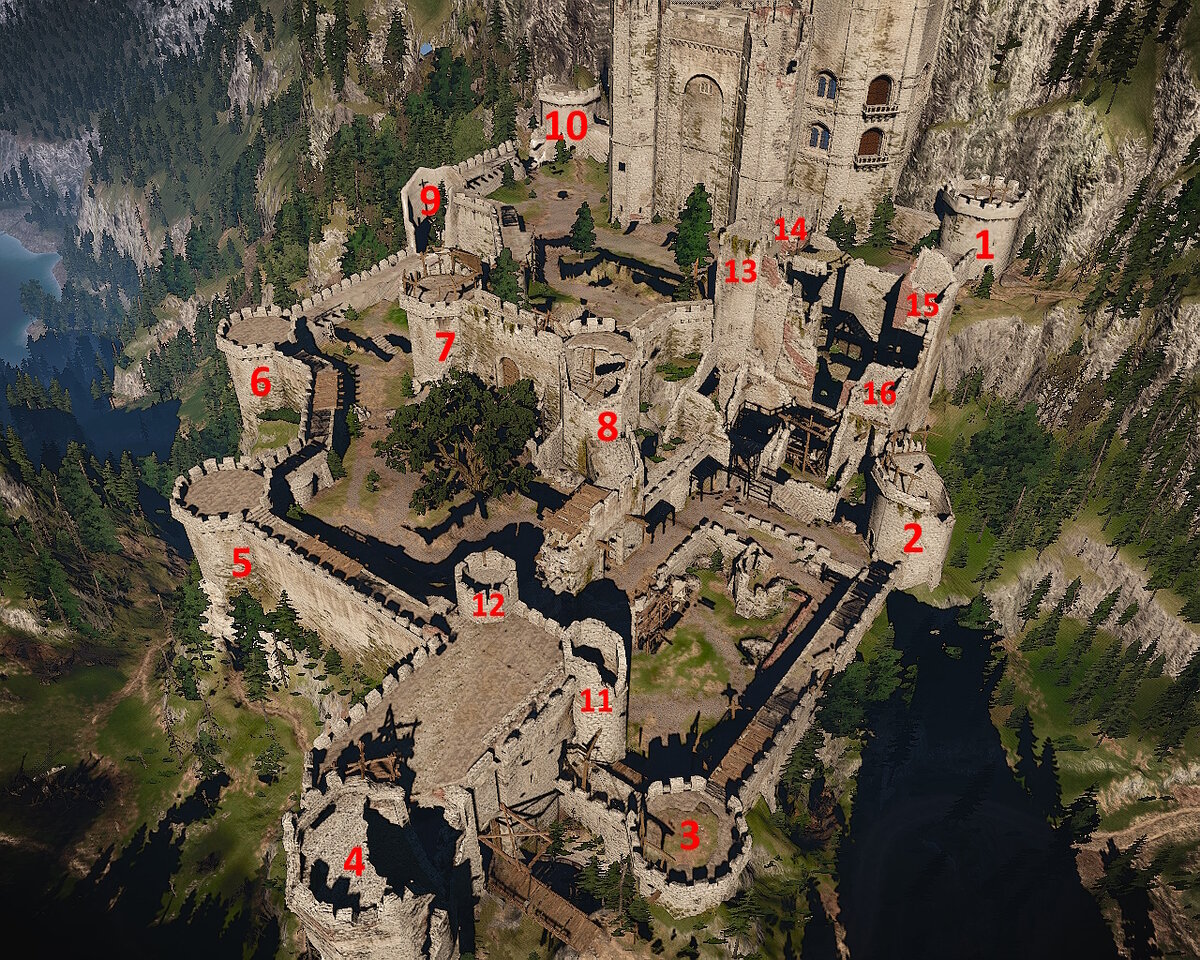 Общий вид: каждой башне присвоен свой номер