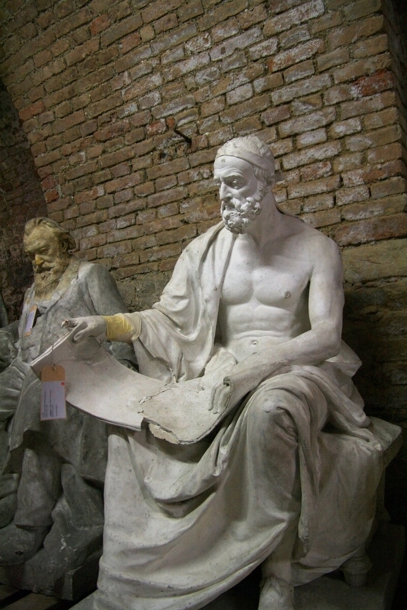 Полибий. Models made of gypsum of statues, reliefs etc. from the time of Historicism and Art Nouveau (late 19th and early 20th century) for buildings at Ringstraße in Vienna, Austria, stored in the former wine cellar of Hofburg Palace (Leopold Wing).