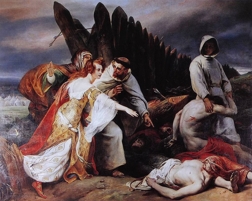 Орас Верне. Эдита Лебединая шея опознает труп мужа, 1827