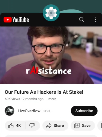 LiveOverflow в приложении «Настройки»