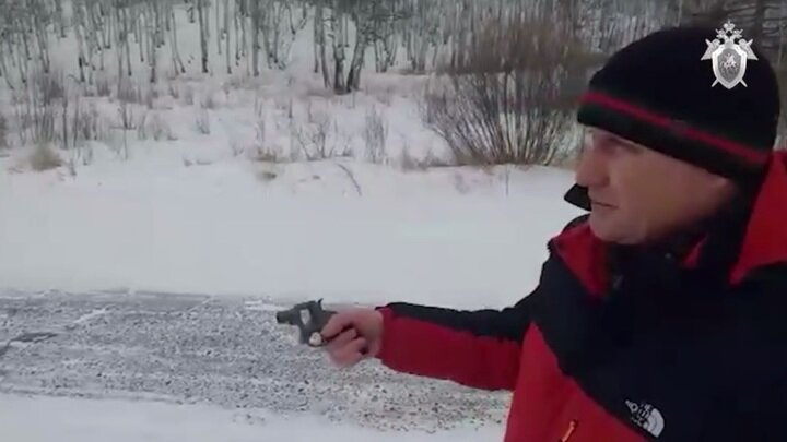 Евгений Киргизов во время следственного эксперимента.