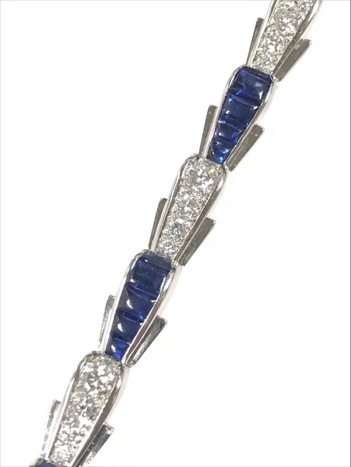 Платиновый браслет Charlton & Co. с сапфирами и бриллиантами в стиле ар-деко.
