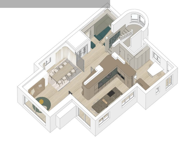 Дом в Германии со встроенными диванами и детской горкой