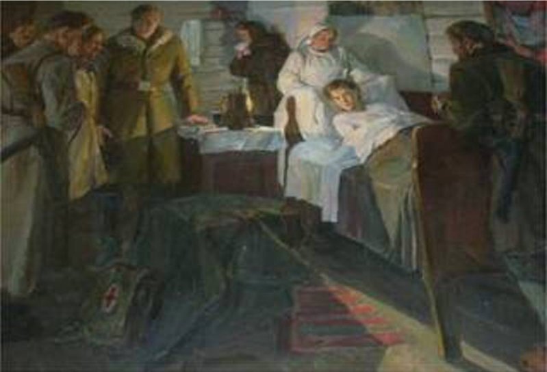      Картина Юзефа Пучинского «Партизаны возле раненой Риммы Шершневой»