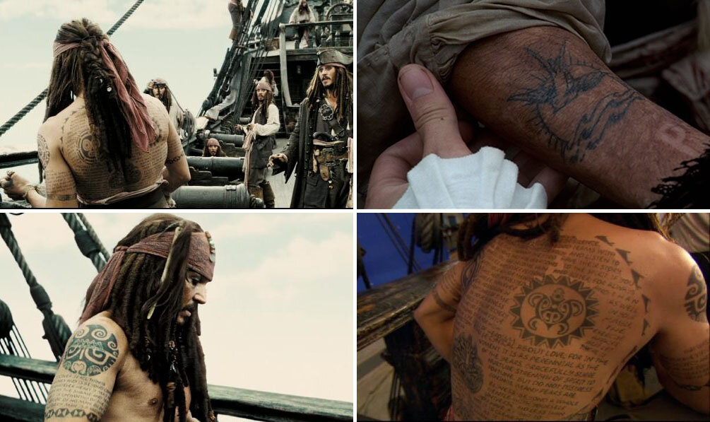 Кадры из разных частей «Пиратов Карибского моря»