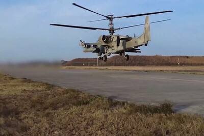    Ударный вертолет Ка-52 ©Скриншот видео из Telegram-канала Минобороны РФ