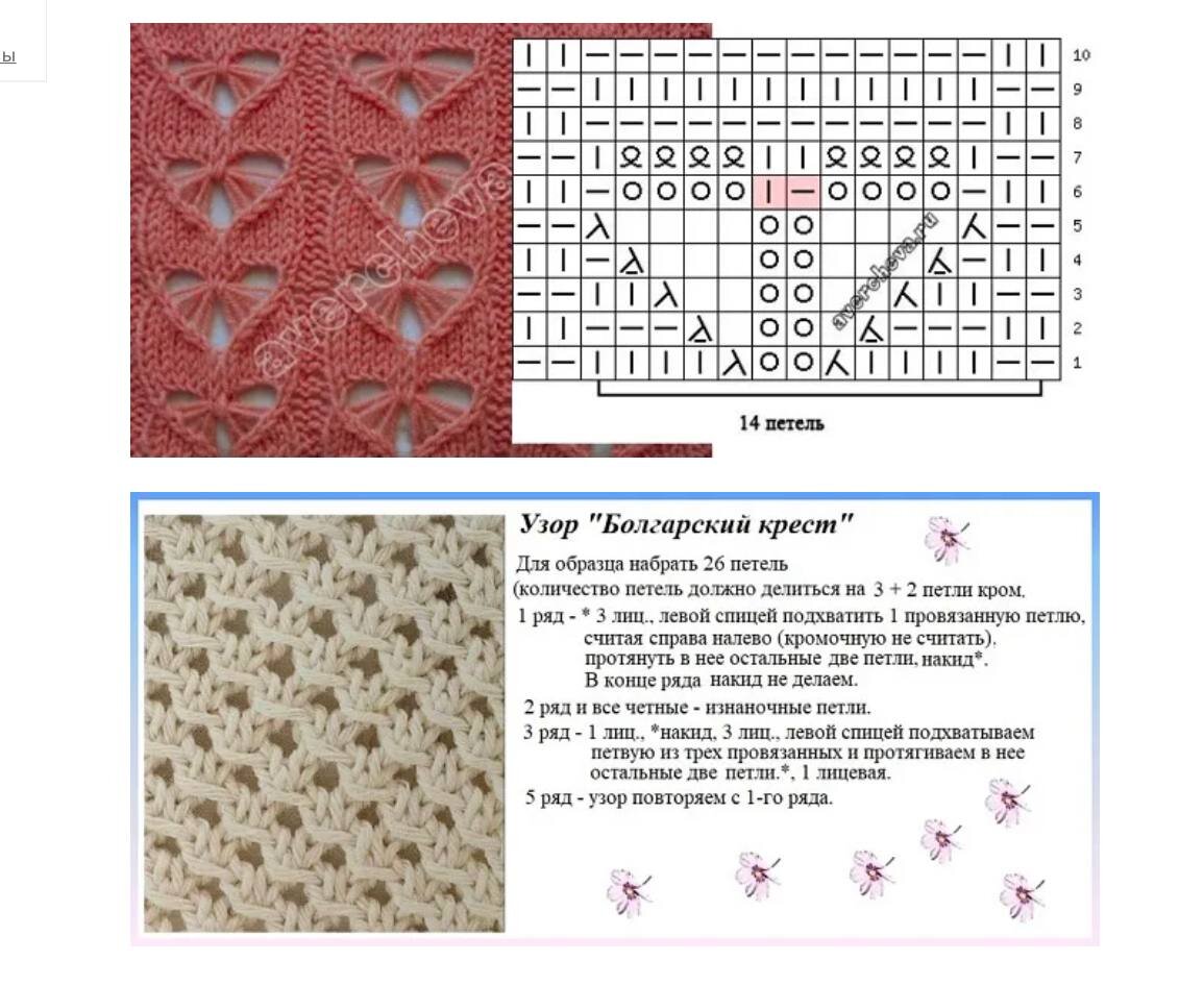 Болгарский крест спицами схемы и описание